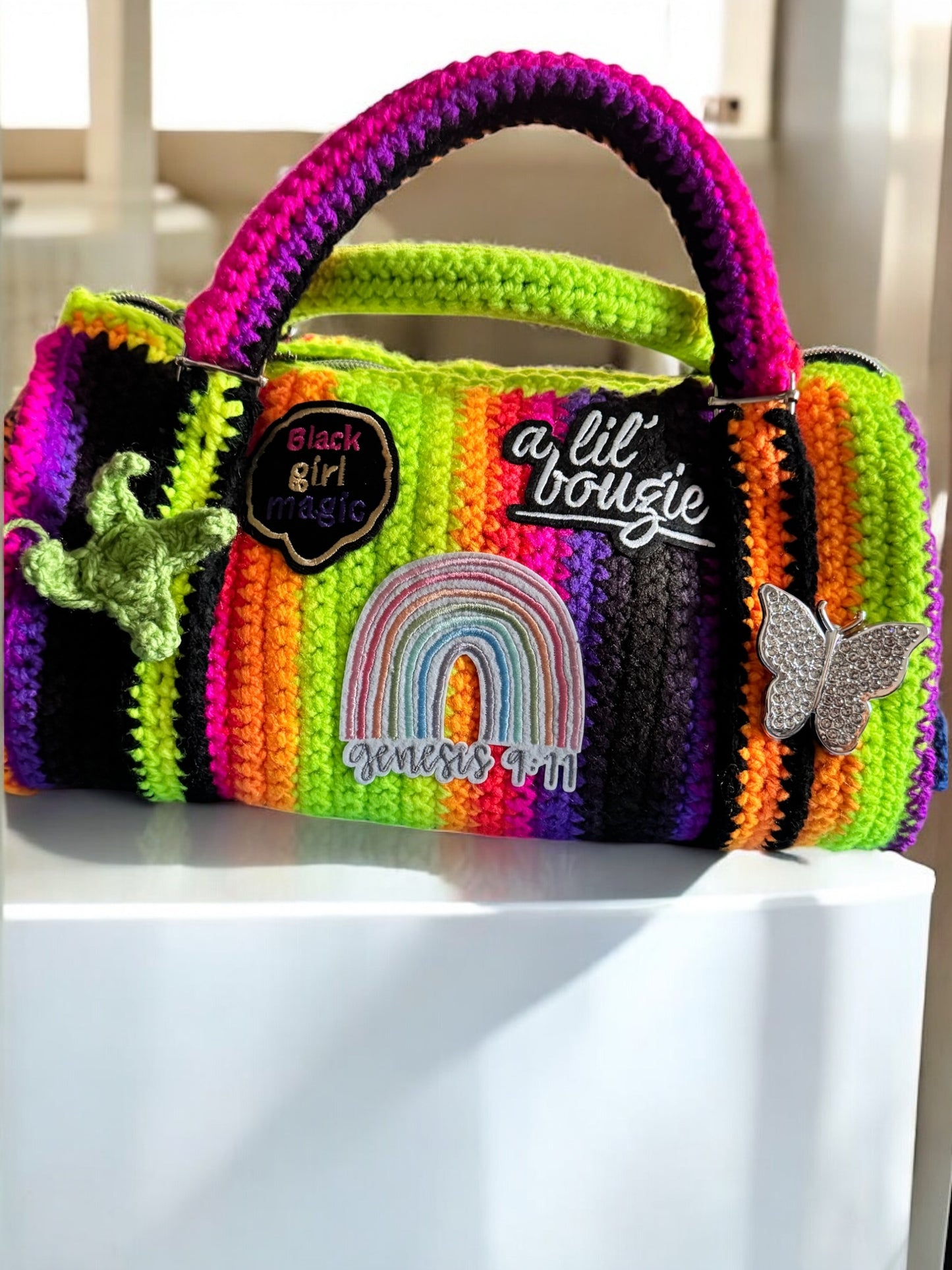 Custom crochet Duffel bags