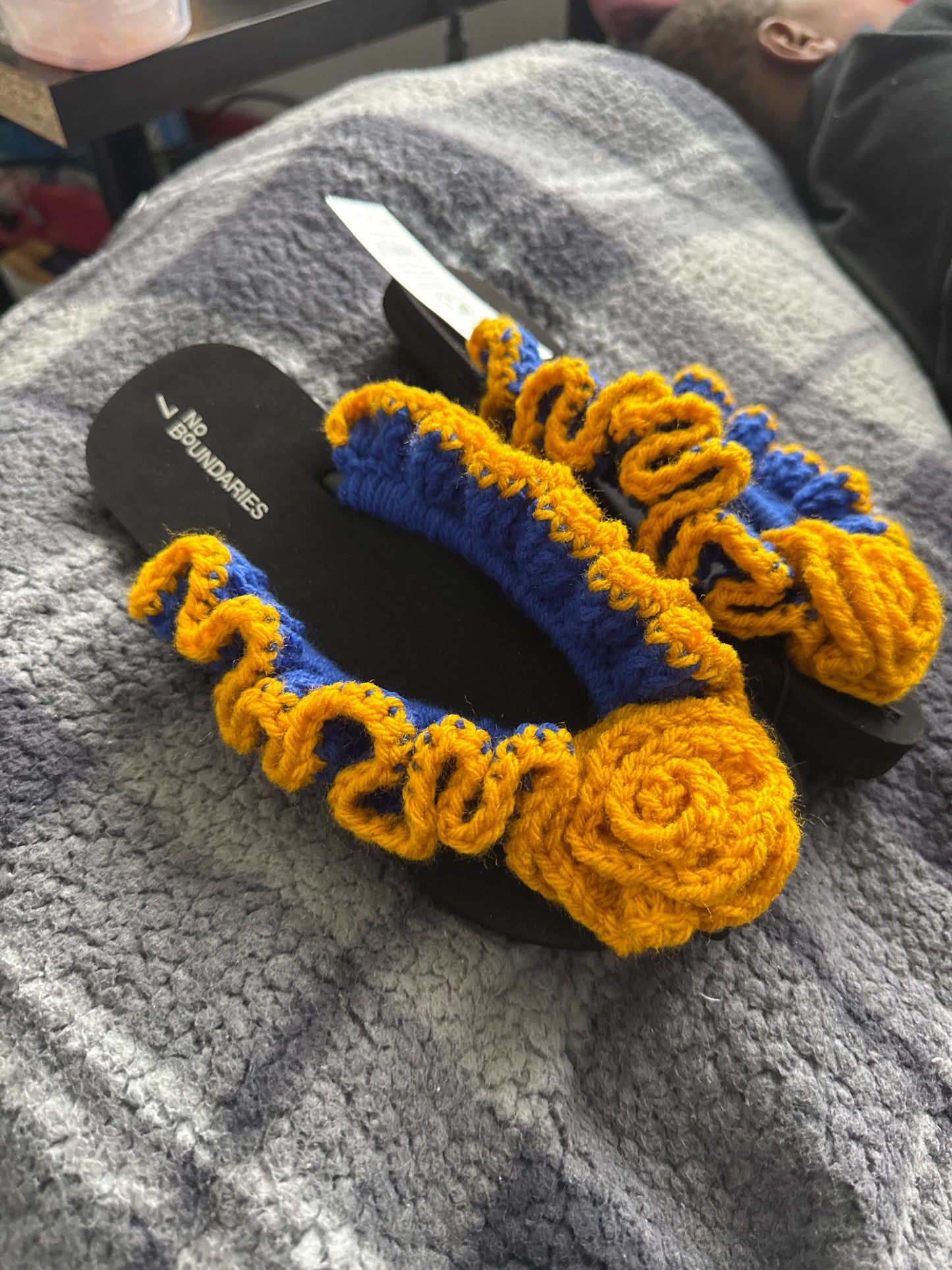 SGRHO Crochet Ruffle Flip Flops